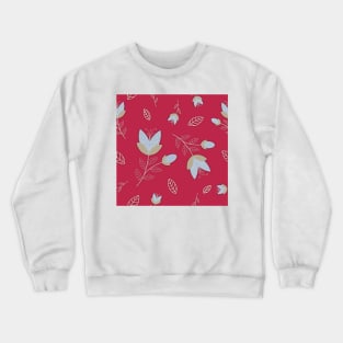 Folk Floral repeat pattern in viva magenta Crewneck Sweatshirt